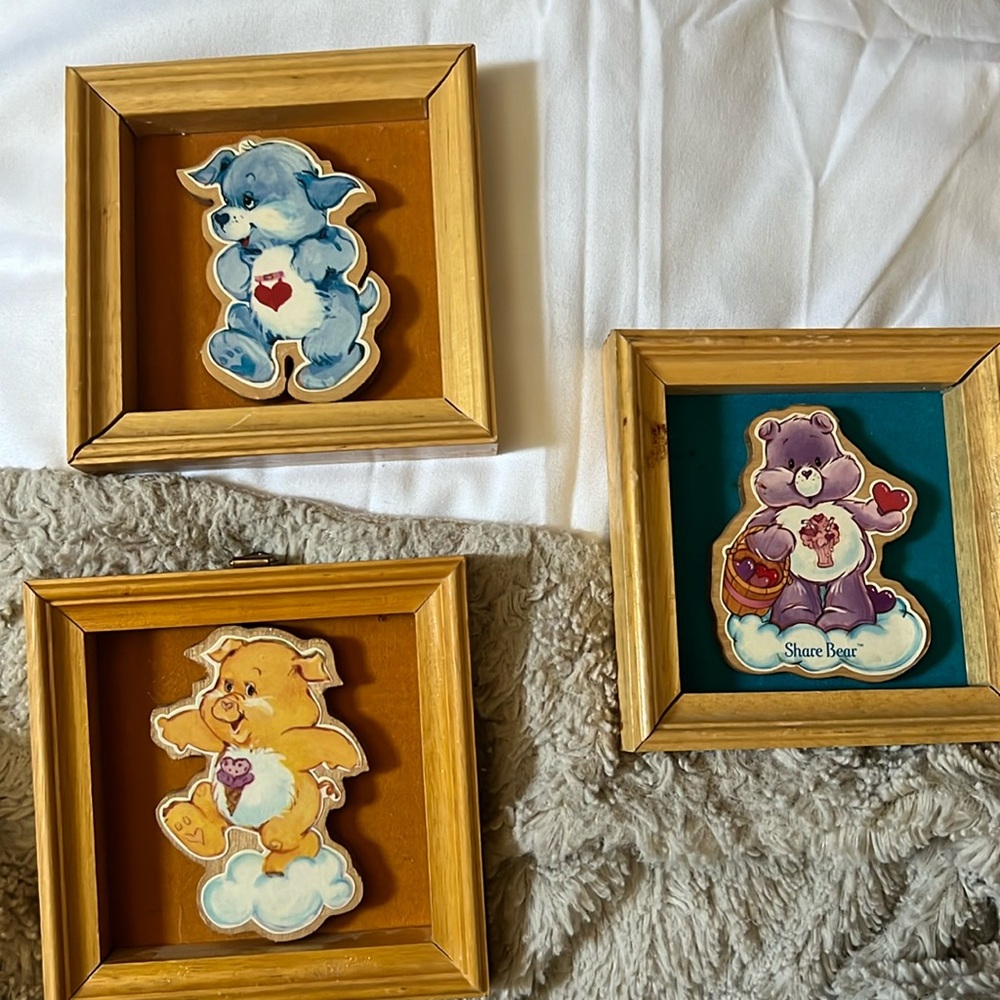 Vintage 1985 care bear cousins tm framed wall pieces